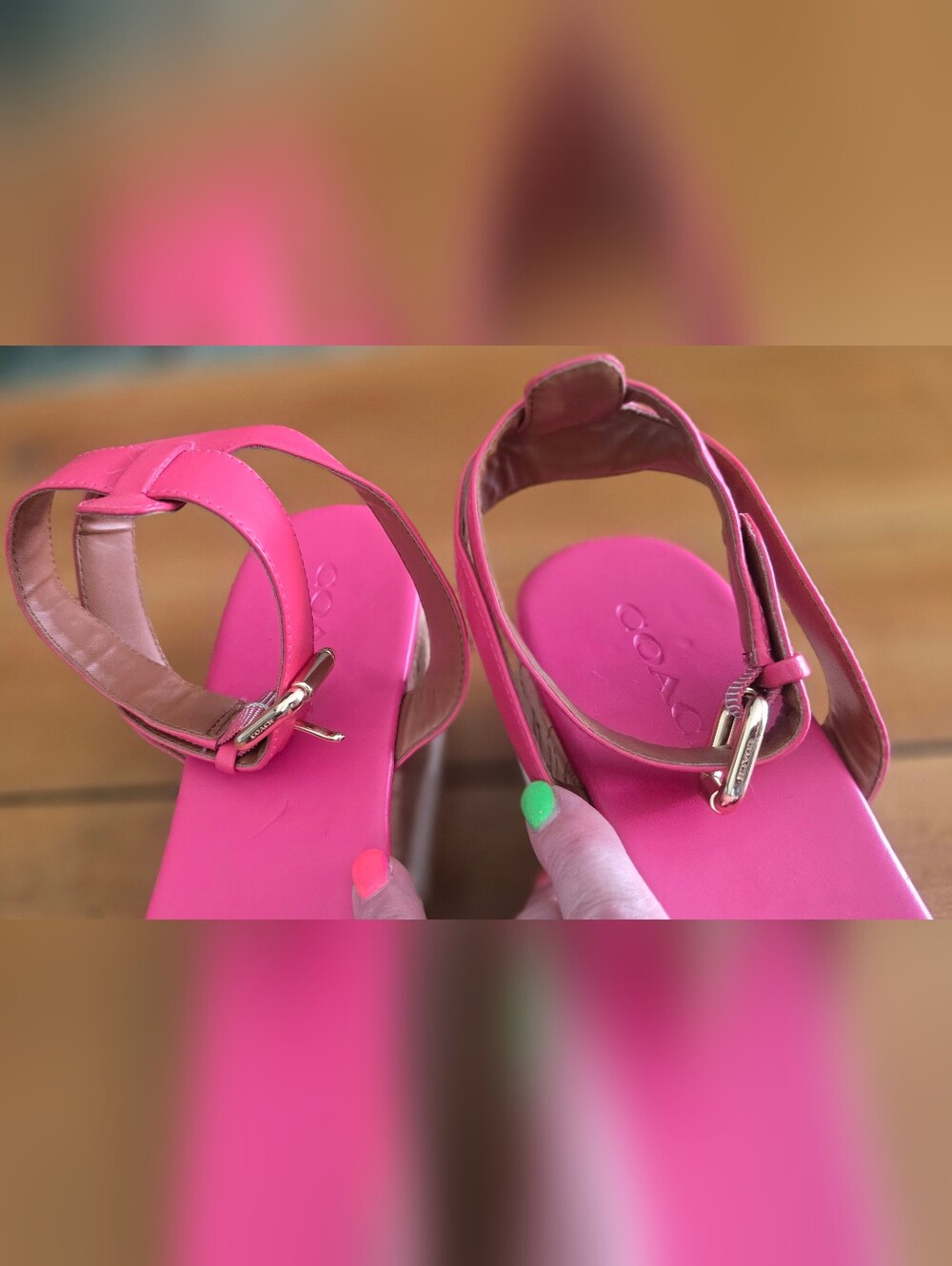 COACH Talulah Fuchsia Pink Cork Platform Sandals - Picture 6 of 10
